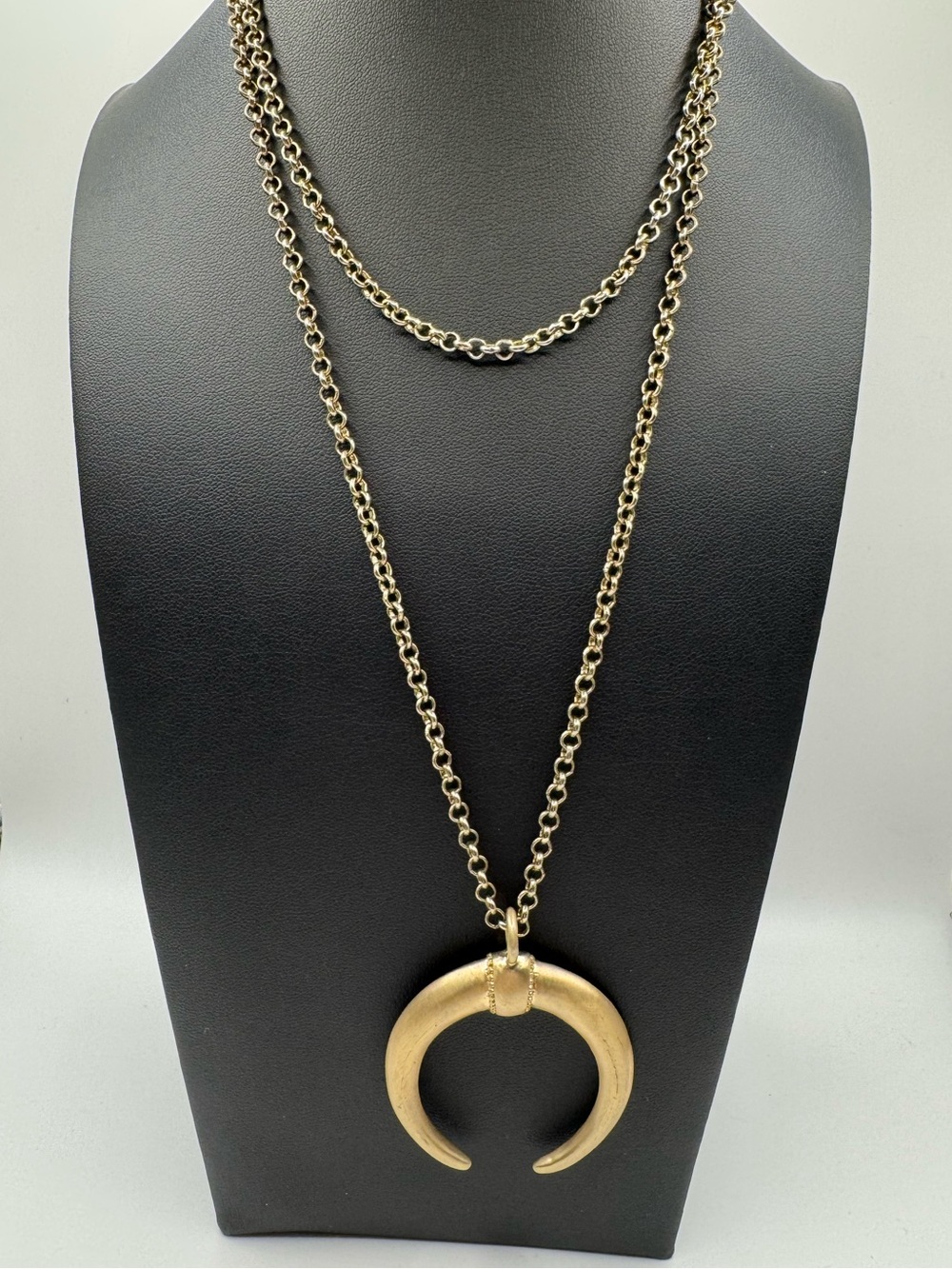 Chico's Gold Tone Crescent Moon Pendant Necklace